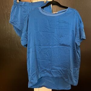 Lunya 100% silk blue sleep set